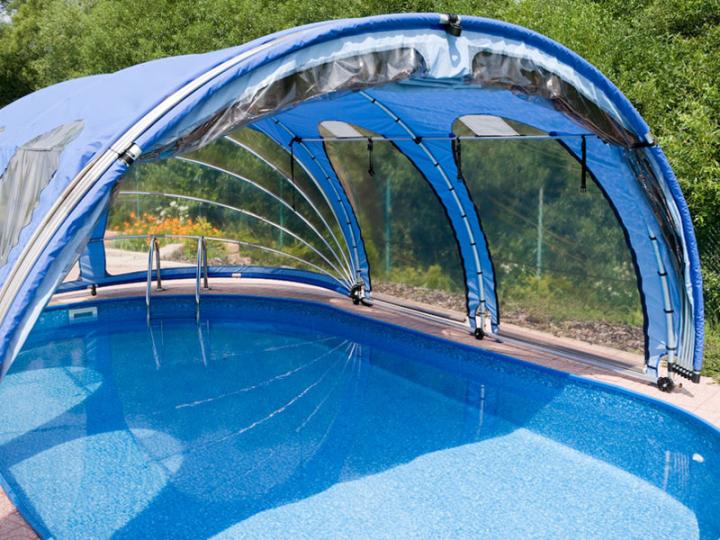 Павильоны для бассейнов: устройство раздвижных конструкций из поликарбоната